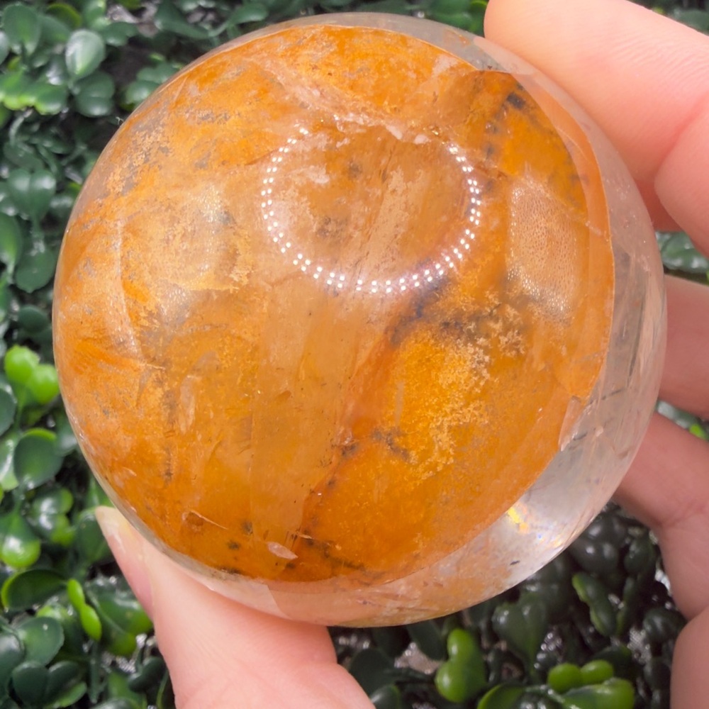 Beautiful Dendritic Golden Healer Sphere with Rainbows 64mm
